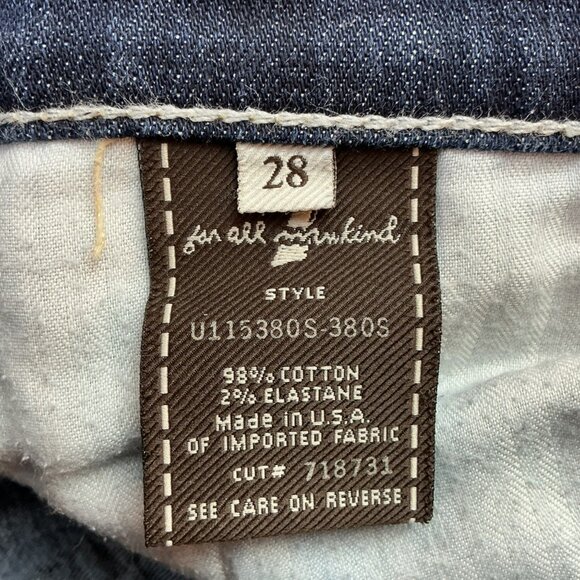 7 For All Mankind Dojo Flare Jeans Womens Size 28 Dark Wash Cotton Blend USA-Mad - Picture 11 of 12